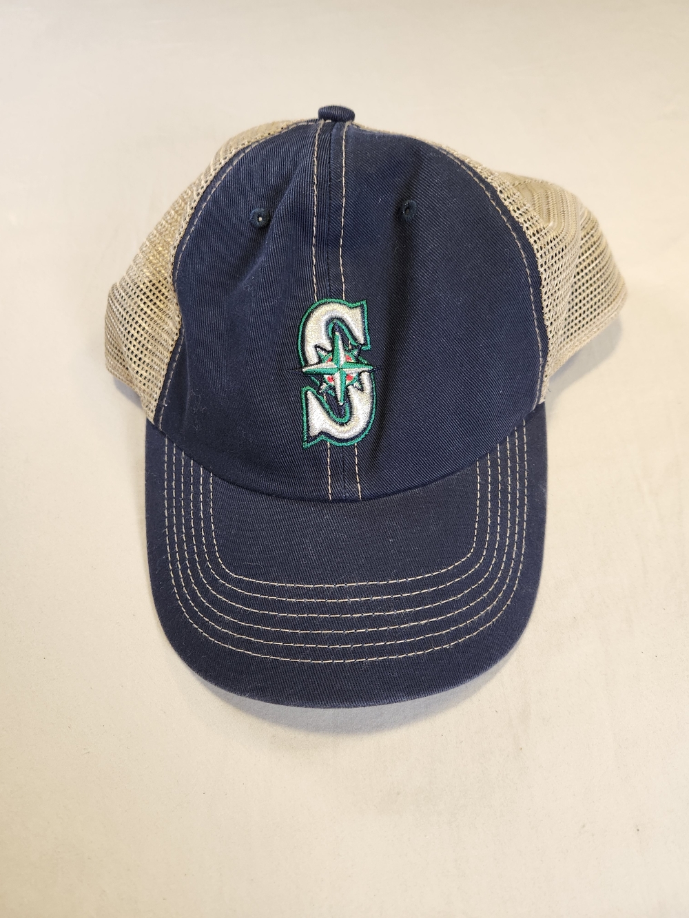 '47 Seattle Mariners Mesh Adjustable Baseball Cap Blue Beige One Size